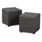 Ensemble de 2 poufs cubes en tissu capitonné contemporain 4 couleurs