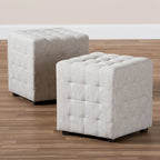 Ensemble de 2 poufs cubes en tissu capitonné contemporain 4 couleurs