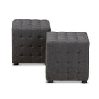 Ensemble de 2 poufs cubes en tissu capitonné contemporain 4 couleurs