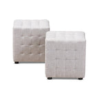 Ensemble de 2 poufs cubes en tissu capitonné contemporain 4 couleurs