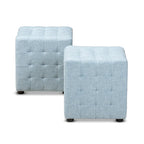 Ensemble de 2 poufs cubes en tissu capitonné contemporain 4 couleurs
