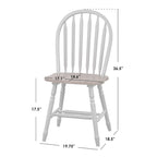 Ensemble de salle à manger rond sur pied avec chaises Windsor et rallonge, en chêne/blanc/gris/noir, 5 personnes
