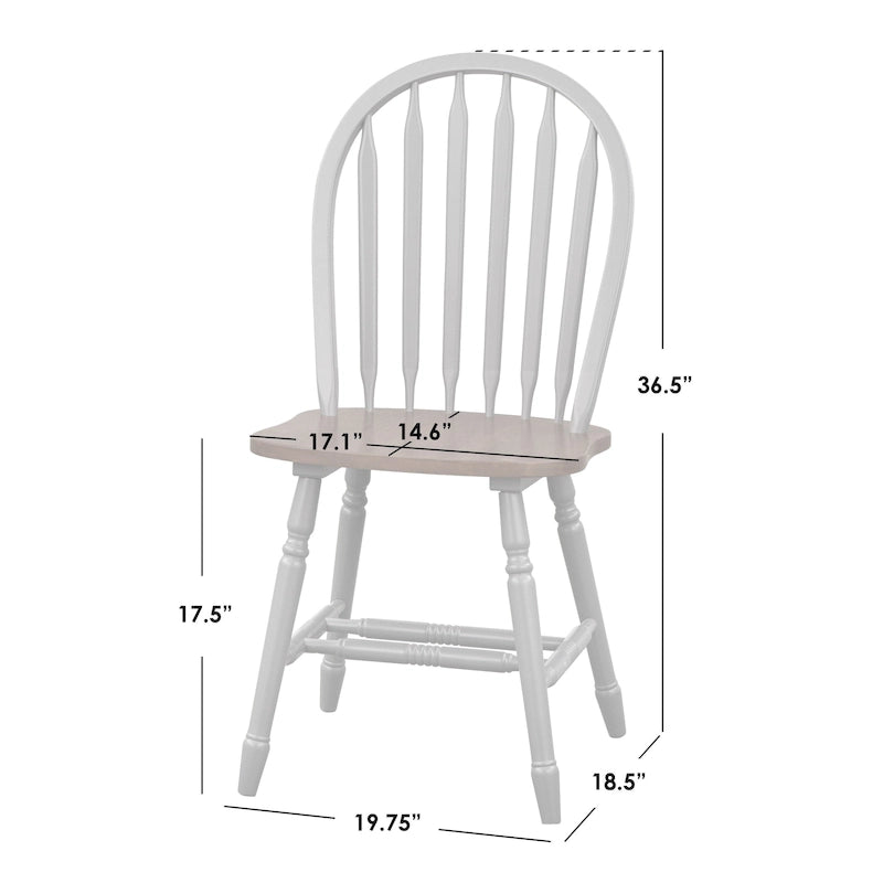Ensemble de salle à manger rond sur pied avec chaises Windsor et rallonge, en chêne/blanc/gris/noir, 5 personnes
