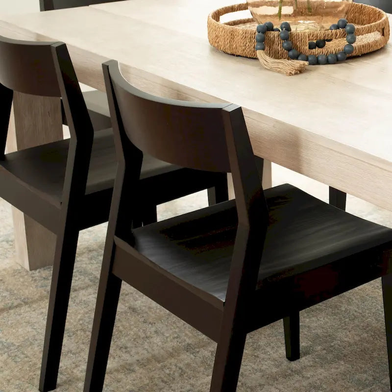 Chaise de salle à manger moderne 4 couleurs en pin massif avec dossier incliné et assise profilée pour 1