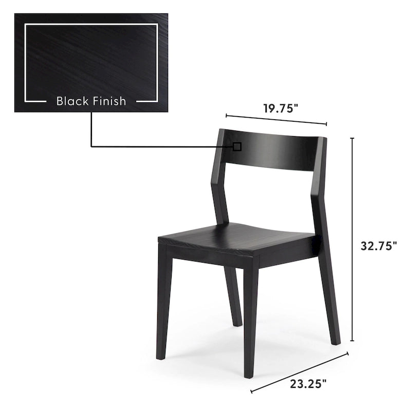 Chaise de salle à manger moderne 4 couleurs en pin massif avec dossier incliné et assise profilée pour 1