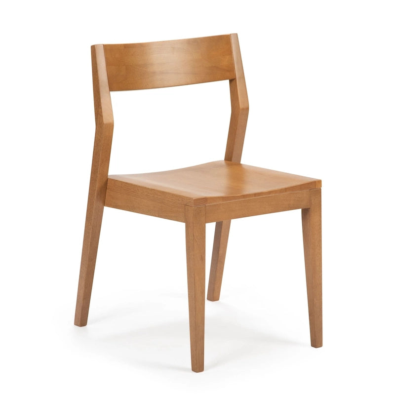 Chaise de salle à manger moderne 4 couleurs en pin massif avec dossier incliné et assise profilée pour 1