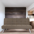 Canapé-lit futon convertible 2 places gris/mandarine/bleu marine/café