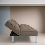 Canapé-lit futon convertible 2 places gris/mandarine/bleu marine/café