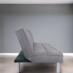 Canapé-lit futon convertible 2 places gris/mandarine/bleu marine/café