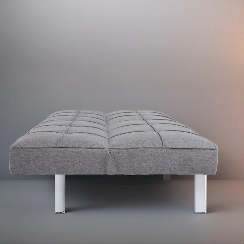 Canapé-lit futon convertible 2 places gris/mandarine/bleu marine/café
