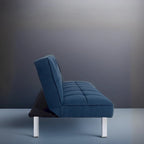Canapé-lit futon convertible 2 places gris/mandarine/bleu marine/café