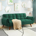 Canapé-lit futon convertible 4 couleurs avec dossier inclinable et 2 accoudoirs oreillers pour 2 personnes