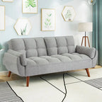 Canapé-lit futon convertible 4 couleurs avec dossier inclinable et 2 accoudoirs oreillers pour 2 personnes