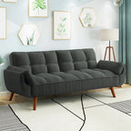 Canapé-lit futon convertible 4 couleurs avec dossier inclinable et 2 accoudoirs oreillers pour 2 personnes