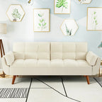 Canapé-lit futon convertible 4 couleurs avec dossier inclinable et 2 accoudoirs oreillers pour 2 personnes