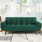 Canapé-lit futon convertible 4 couleurs avec dossier inclinable et 2 accoudoirs oreillers pour 2 personnes