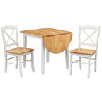 Ensemble de salle à manger en bois d'hévéa à abattants 2 places 5 couleurs (1 table + 2 chaises)