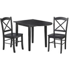 Ensemble de salle à manger en bois d'hévéa à abattants 2 places 5 couleurs (1 table + 2 chaises)