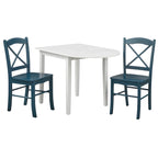 Ensemble de salle à manger en bois d'hévéa à abattants 2 places 5 couleurs (1 table + 2 chaises)