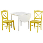 Ensemble de salle à manger en bois d'hévéa à abattants 2 places 5 couleurs (1 table + 2 chaises)