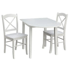 Ensemble de salle à manger en bois d'hévéa à abattants 2 places 5 couleurs (1 table + 2 chaises)