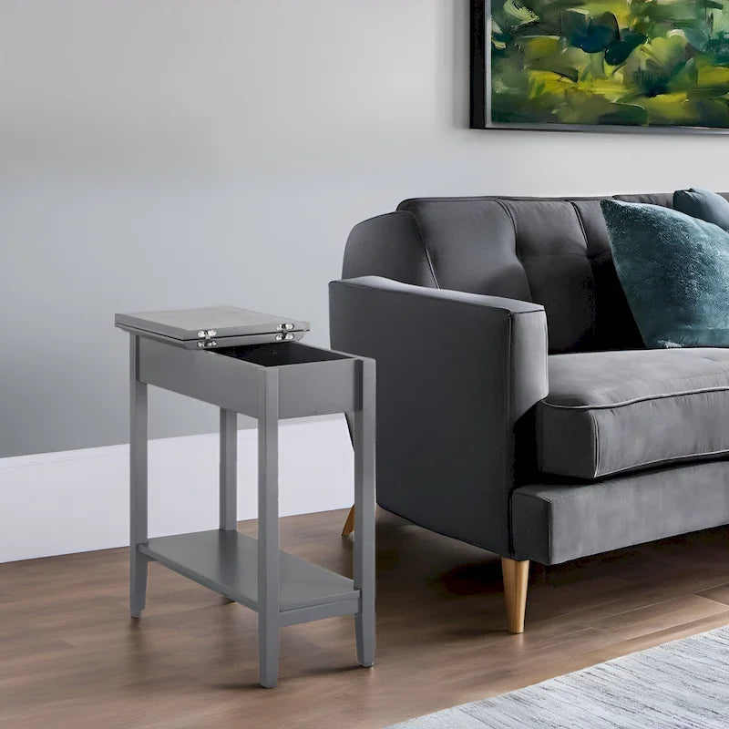 Table d'appoint étroite à plateau rabattable 6 couleurs avec tiroir et étagère inférieure