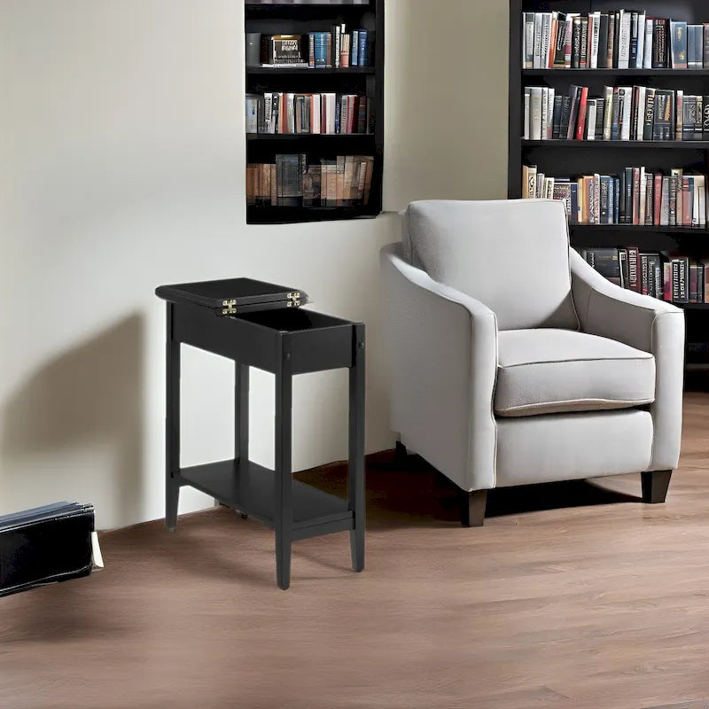 Table d'appoint étroite à plateau rabattable 6 couleurs avec tiroir et étagère inférieure
