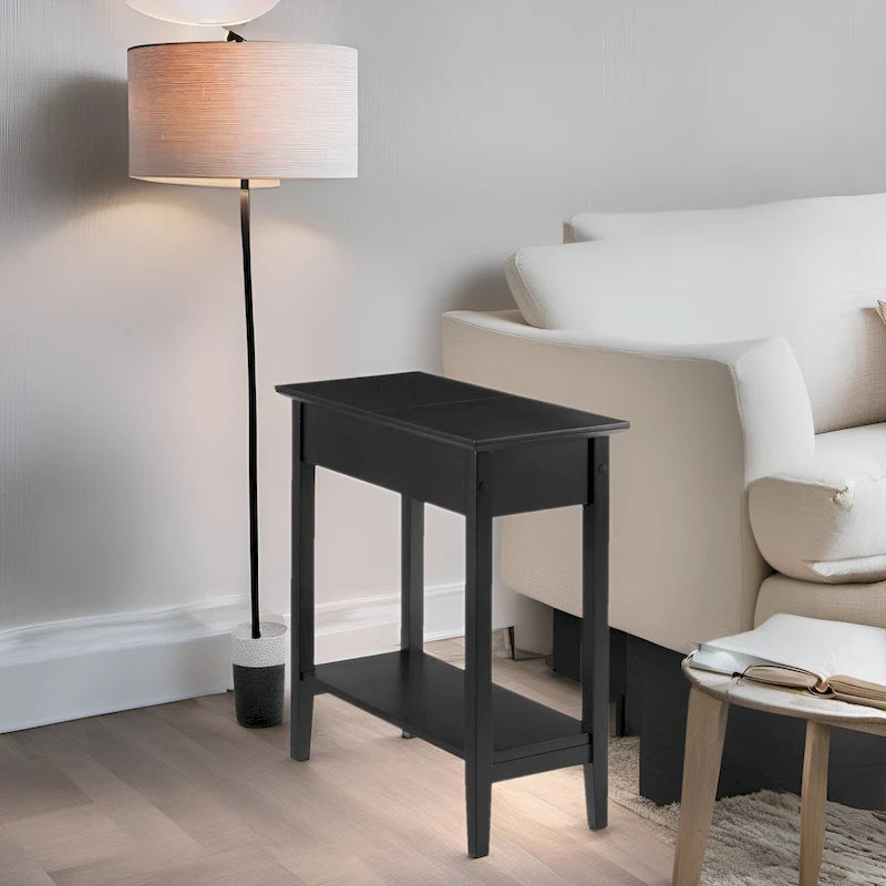 Table d'appoint étroite à plateau rabattable 6 couleurs avec tiroir et étagère inférieure