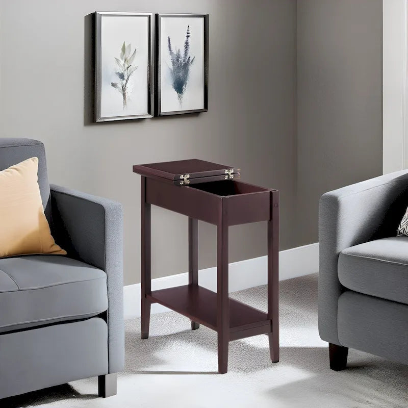 Table d'appoint étroite à plateau rabattable 6 couleurs avec tiroir et étagère inférieure