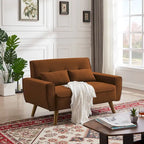 Causeuse moderne en lin touffeté 5 couleurs avec pieds en bois effilés et 2 oreillers pour 2 personnes