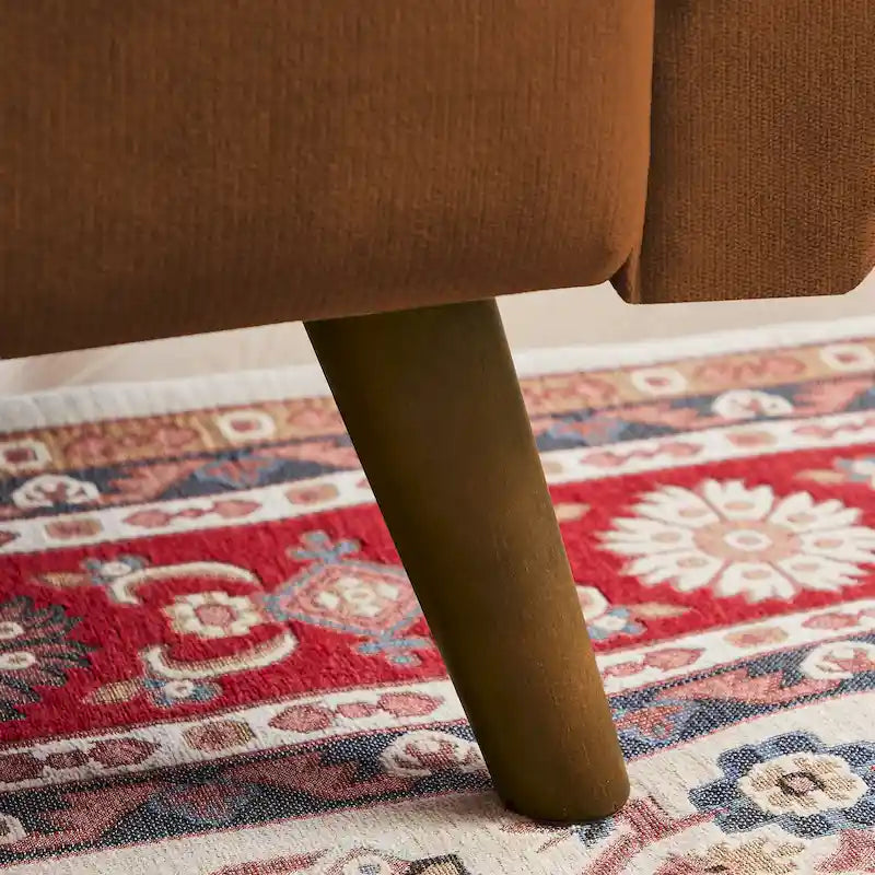 Causeuse moderne en lin touffeté 5 couleurs avec pieds en bois effilés et 2 oreillers pour 2 personnes