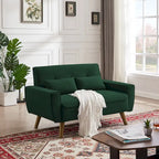 Causeuse moderne en lin touffeté 5 couleurs avec pieds en bois effilés et 2 oreillers pour 2 personnes