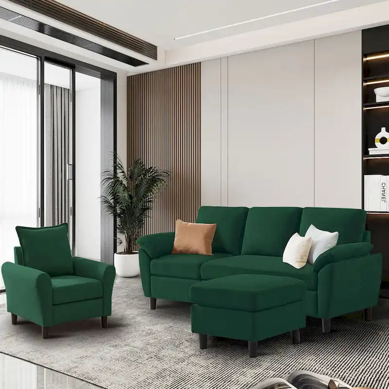 Ensemble canapé moderne de transition 8 couleurs avec fauteuil et ottoman pour 3+
