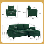 Ensemble canapé moderne de transition 8 couleurs avec fauteuil et ottoman pour 3+