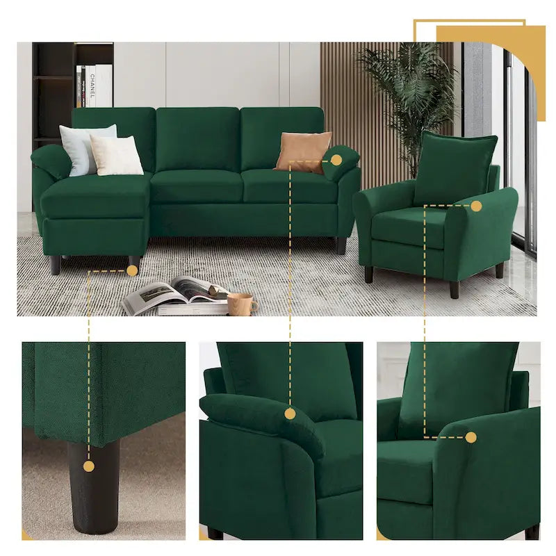 Ensemble canapé moderne de transition 8 couleurs avec fauteuil et ottoman pour 3+