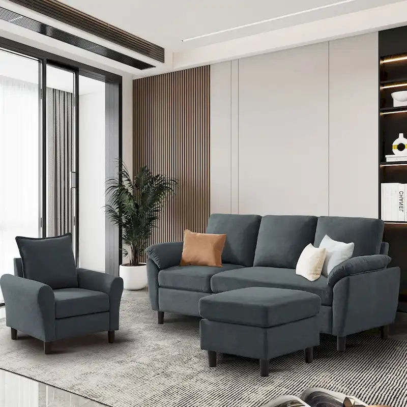 Ensemble canapé moderne de transition 8 couleurs avec fauteuil et ottoman pour 3+