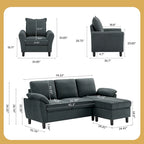 Ensemble canapé moderne de transition 8 couleurs avec fauteuil et ottoman pour 3+