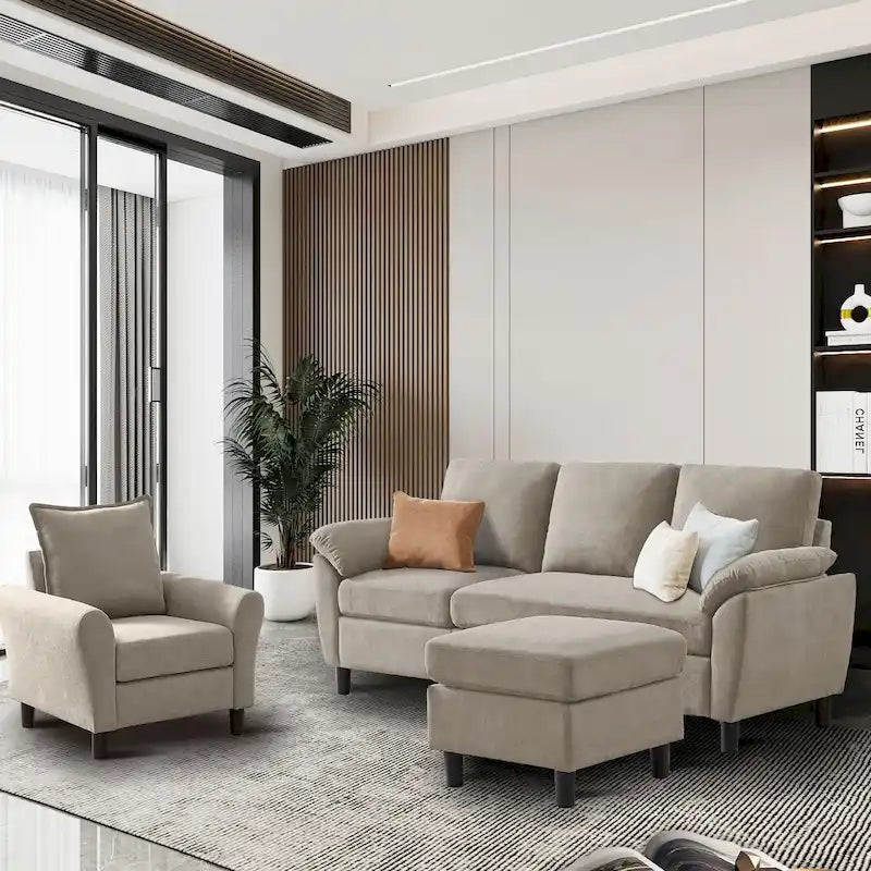 Ensemble canapé moderne de transition 8 couleurs avec fauteuil et ottoman pour 3+