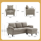 Ensemble canapé moderne de transition 8 couleurs avec fauteuil et ottoman pour 3+