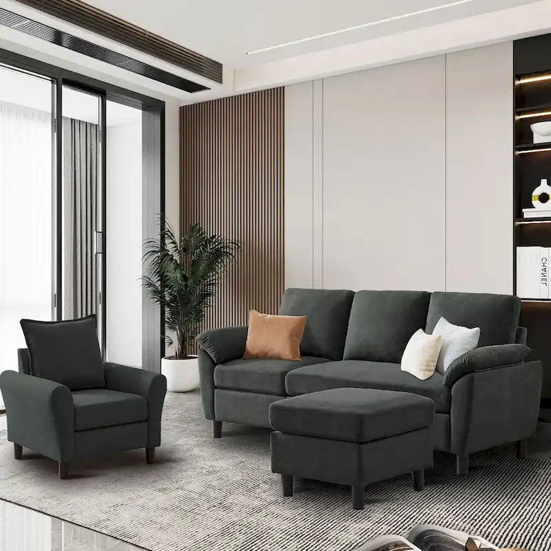 Ensemble canapé moderne de transition 8 couleurs avec fauteuil et ottoman pour 3+