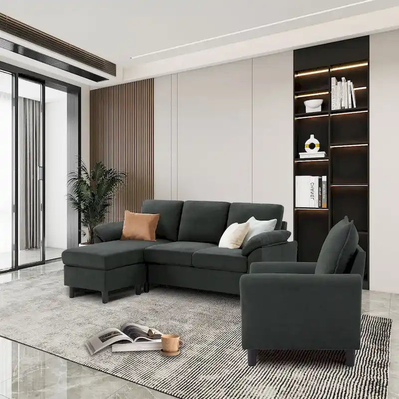Ensemble canapé moderne de transition 8 couleurs avec fauteuil et ottoman pour 3+
