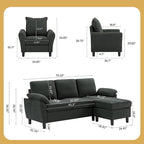 Ensemble canapé moderne de transition 8 couleurs avec fauteuil et ottoman pour 3+