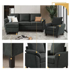 Ensemble canapé moderne de transition 8 couleurs avec fauteuil et ottoman pour 3+