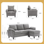 Ensemble canapé moderne de transition 8 couleurs avec fauteuil et ottoman pour 3+