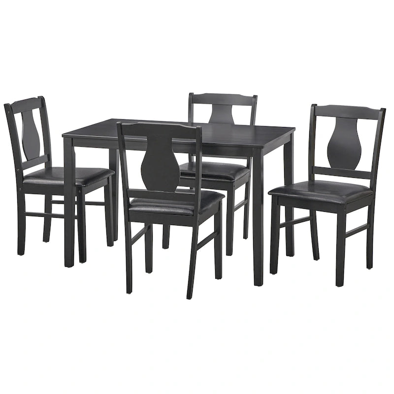 Ensemble de salle à manger 5 pièces noir/bois flotté, 4 personnes