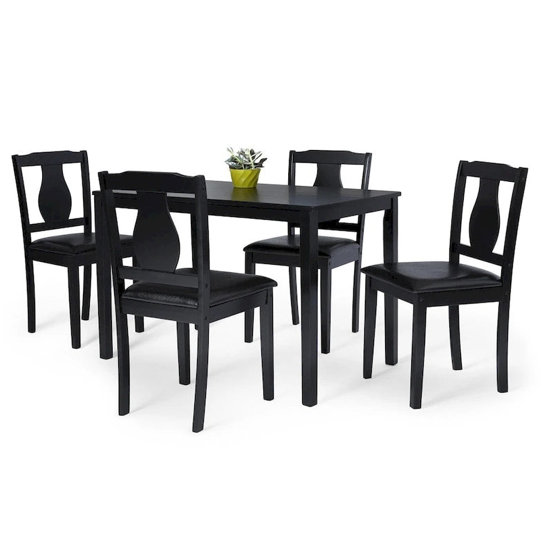 Ensemble de salle à manger 5 pièces noir/bois flotté, 4 personnes