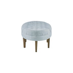 Ottoman capitonné ovale en tissu marron/beige/bleu pâle, 1 place