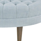 Ottoman capitonné ovale en tissu marron/beige/bleu pâle, 1 place