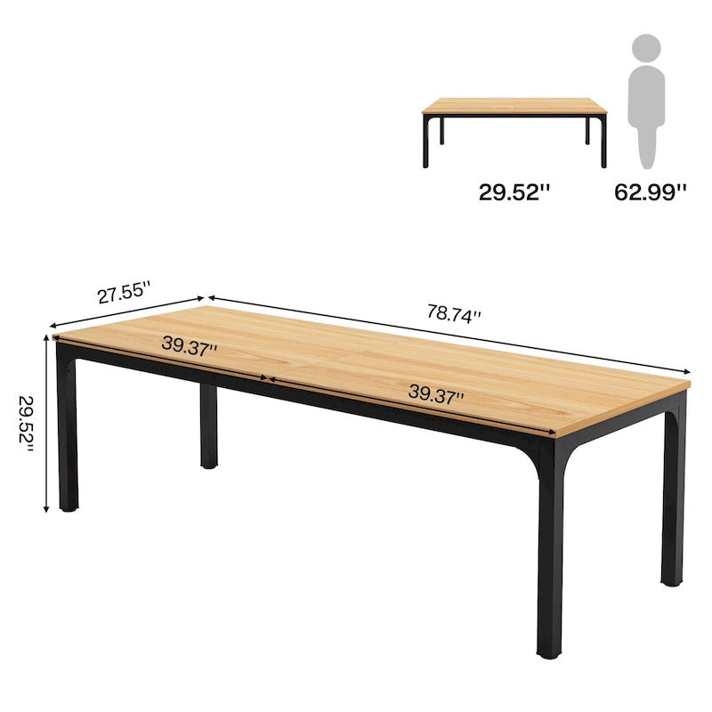 Table à manger rectangulaire 9 couleurs 200 cm, 6-8 personnes