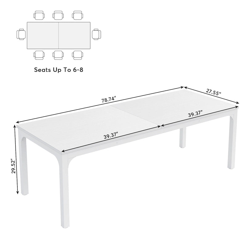 Table à manger rectangulaire 9 couleurs 200 cm, 6-8 personnes